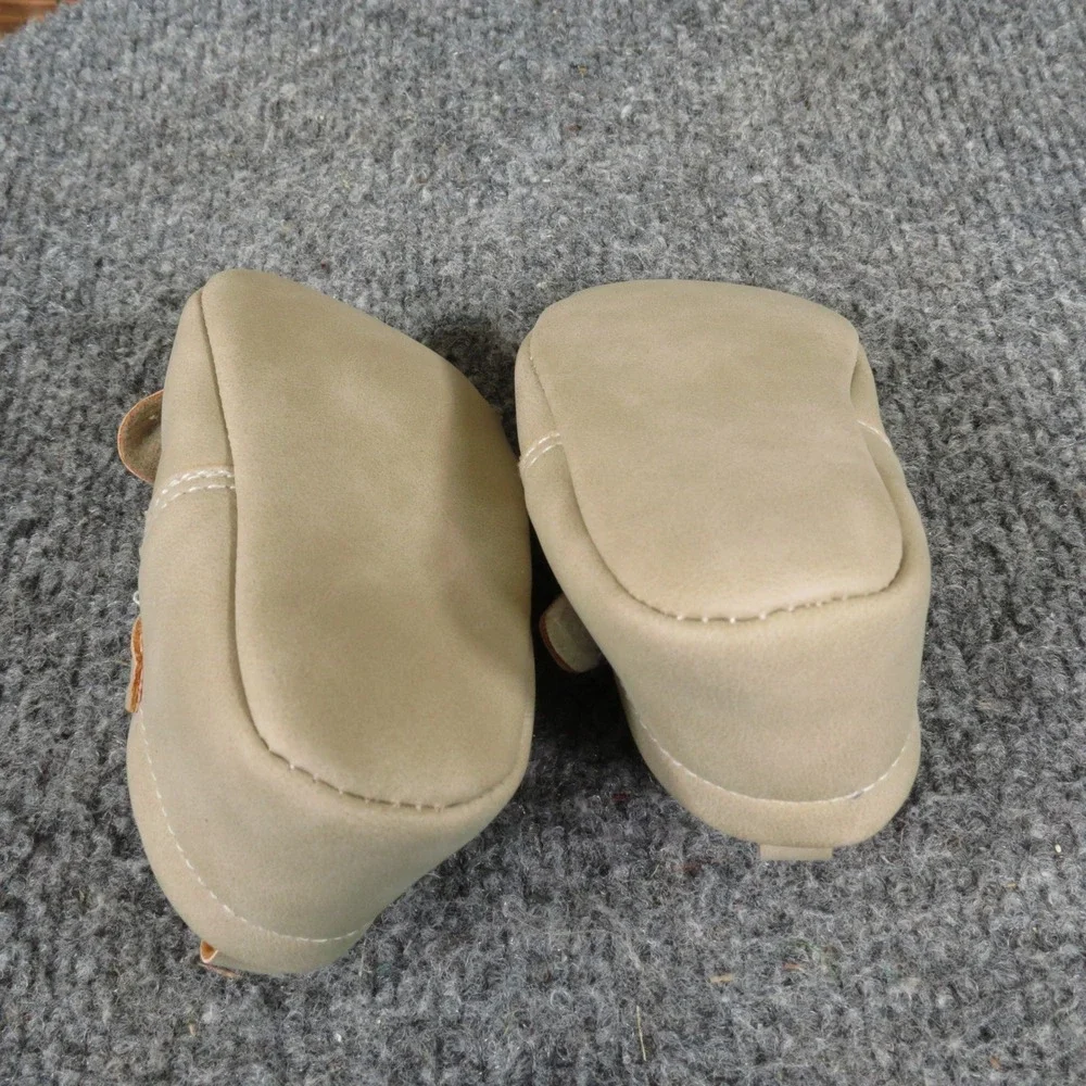 Carter's Baby Bear Moccasin Crib Shoes 3-6 Months Tan‎ Faux Leather Soft Sole